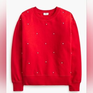 NEW J Crew Factory Red Studded Sweatshirt M